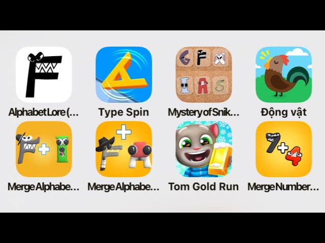 Shapes Lore, Type Spin, Mystery Of, Animal, Merge Alphabet 1+2, Tom Gold Run, Merge Number