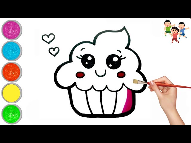 How to Draw A Cute Cupcake 🧁 | Cupcake drawing | Draw Cake | Easy Drawings for Kids and Beginners