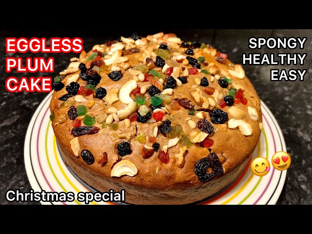 Eggless plum cake recipe | Christmas Special | Super soft and spongy cake recipe