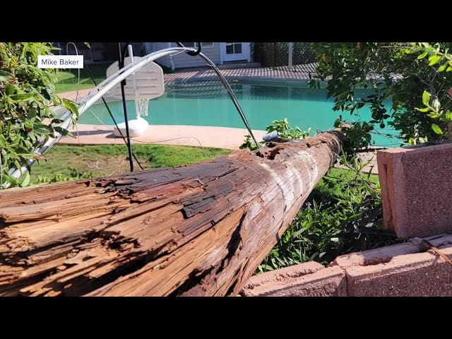 Semi-truck hits utility line in Tempe, knocking pole into pool full of kids
