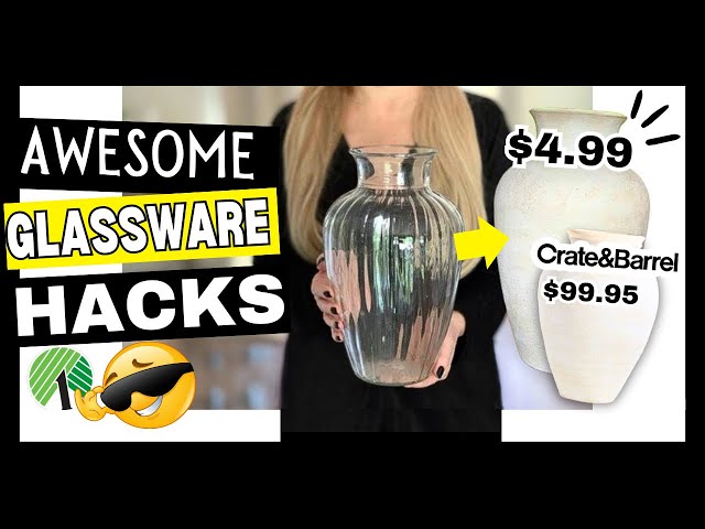 ALL NEW GLASSWARE HACKS and CERAMIC DIYS | Crate & Barrel Challenge | Dollar Tree DIY