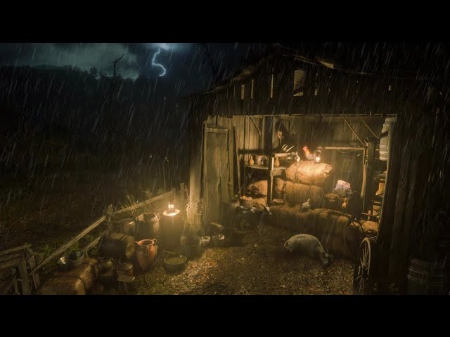 You have never seen such a video with an ambience of rain and thunder | Ambience Rain RDR2