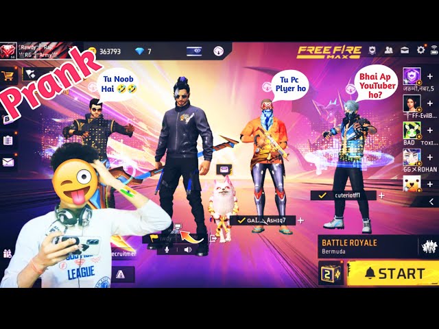 World chat player with Prank 🤣😅 || Free Fire Funny Video prank 🤣😂
