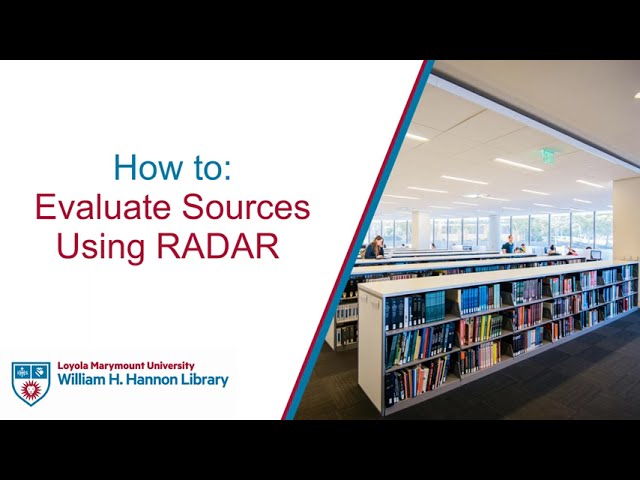 How To: Evaluate Sources Using RADAR