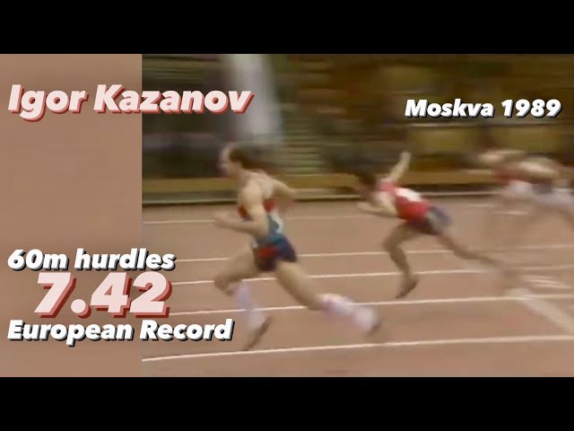 Igor Kazanov 60m hurdles 7.42 European Record Moskva 1989 + interview