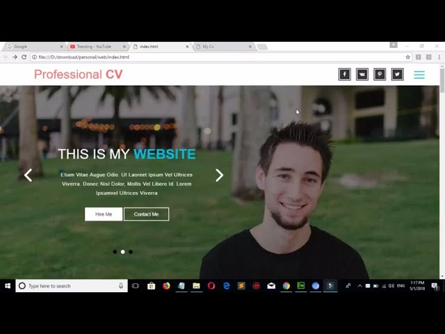 how to design a personal website using bootstrap 4 html5 css3 and jQuery | part third