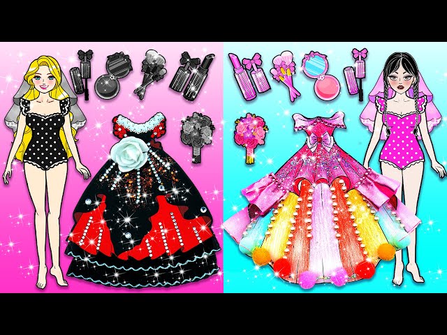 Vestido De Muñeca De Papel - Pink Bride Vs Black Bride Wedding Dress Up Contest - Woa Doll Español