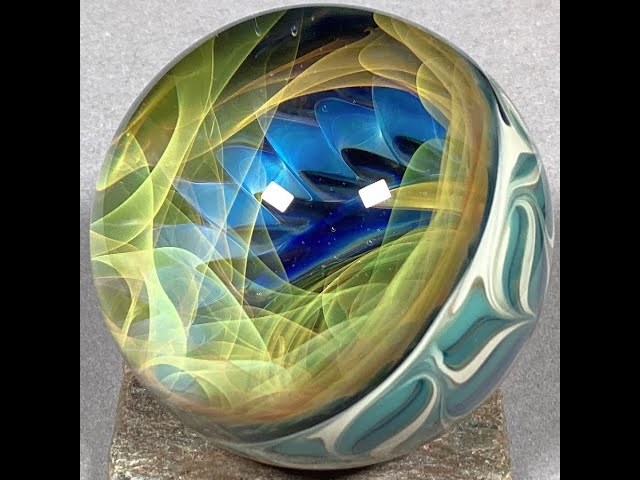 Vortex Marble Handmade by Bill Grout 2.02" Blue Ribbon Vibe 121923 Borosilicate Glass