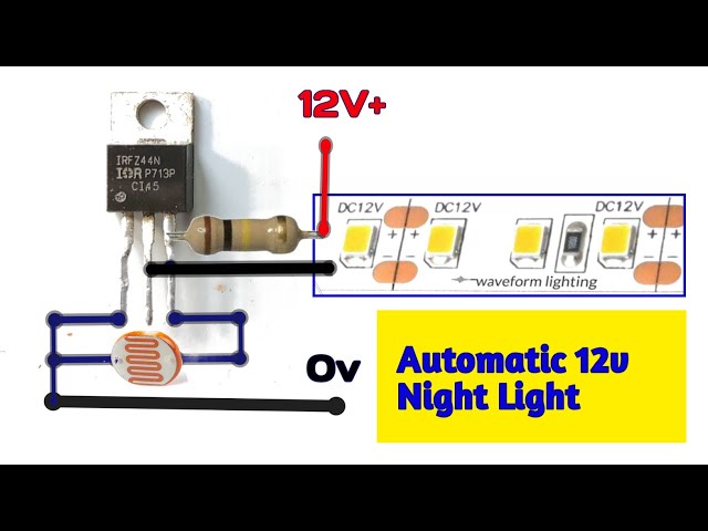 Automatic Night Light using Mosfet (IRFZ44N) and LDR || 12V LED Strip
