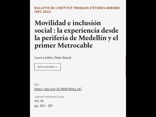 Movilidad e inclusión social : la experiencia desde la periferia de Medellín y el pri... | RTCL.TV