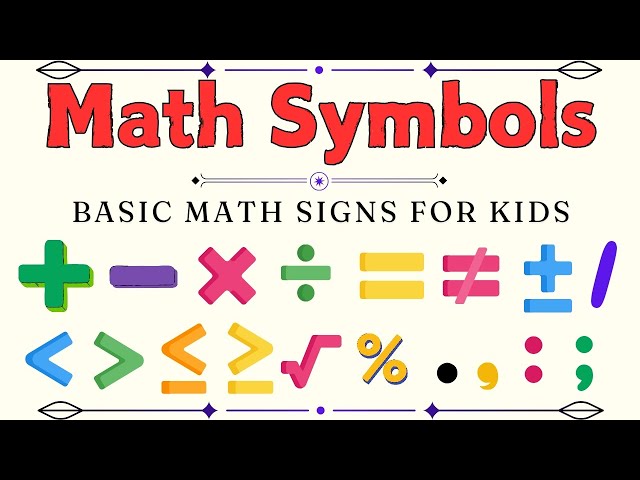 Math Symbols|Math's for kids|Mathematical Symbols In English|Basic MathSymbols|MathSymbolsvocabulary