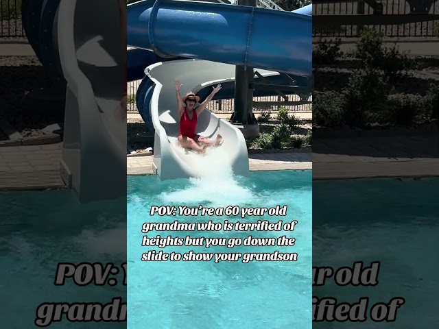 Grandma Takes On The Water Slide