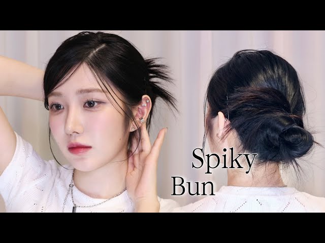 An easy five-minute way to get the perfect feathered bun with bangs!