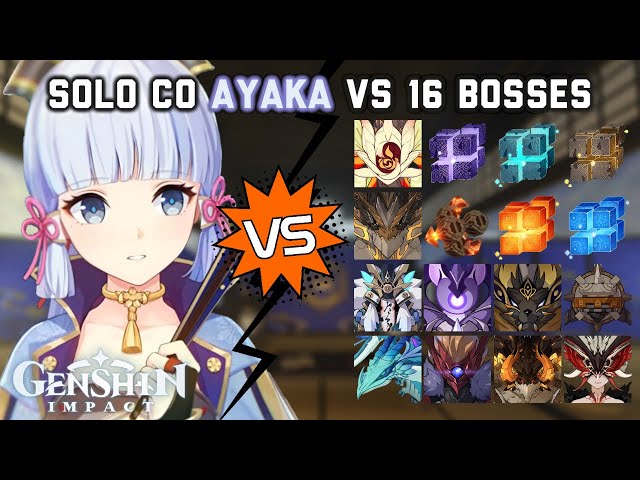 Solo C0 Ayaka vs 16 Bosses Without Food Buff | Genshin Impact