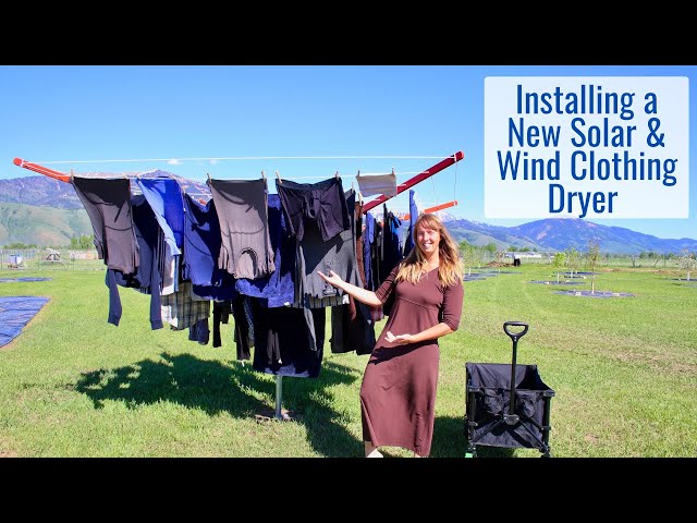 Installing a New Solar & Wind Clothing Dryer - Sunshine Rotating Clothesline Setup & Use