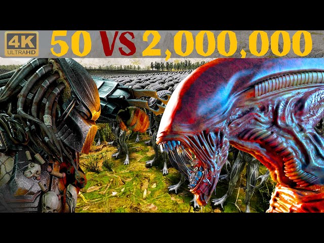 50 Predators VS 2,000,000 Aliens - UEBS2 [4k] Epic cinematic battle