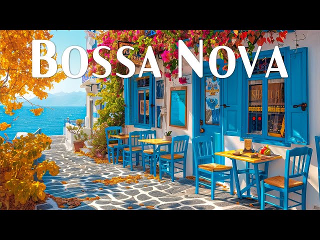 Relaxing Morning at Autumn Outdoor Coffee Shop with Bossa Nova Jazz Piano to Stress Relief, Unwind