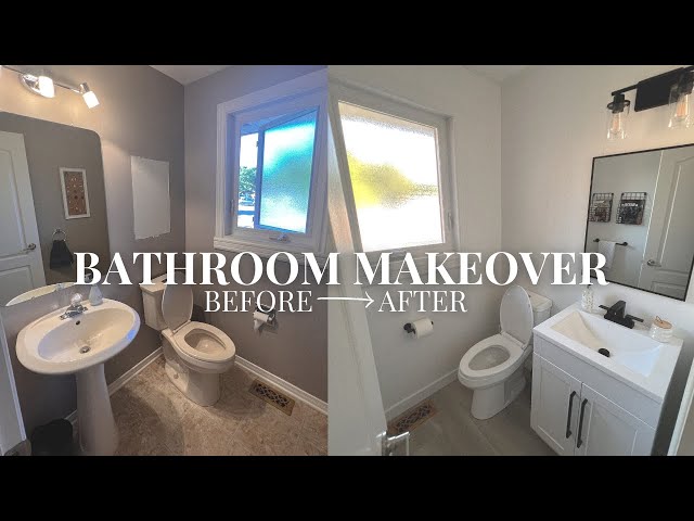 EXTREME SMALL BATHROOM MAKEOVER on a budget 🚽⚒️✨ & cost breakdown