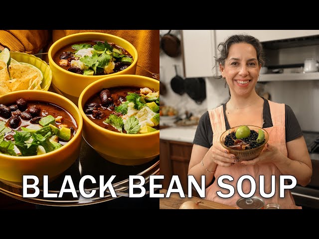 Carla Makes Black Bean Soup with ALL the Toppings