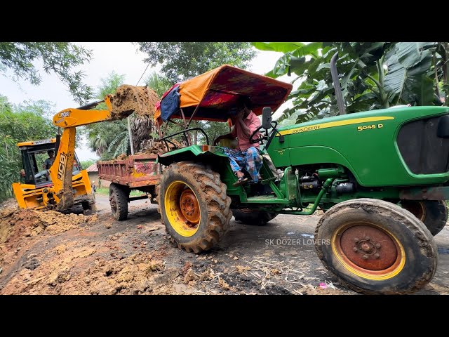 New Jcb 3dx Machine Loading Mud in John Deere 5045 D and Mahindra 265 Di Tractor | Jcb Tractor | Jcb