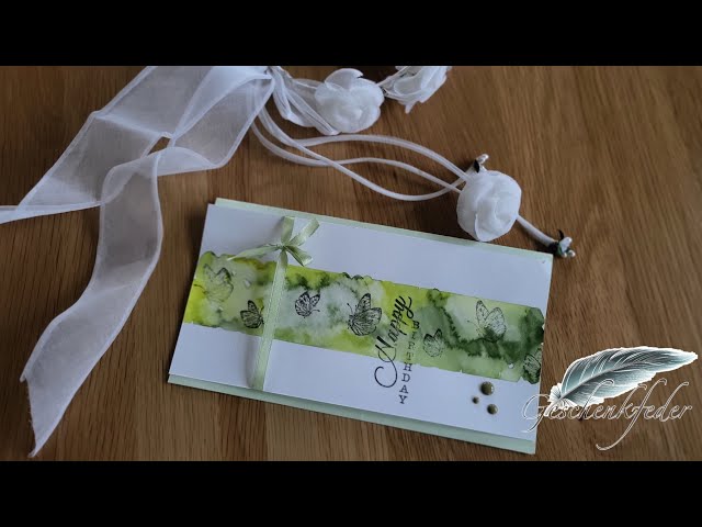 Schmetterlingskarte grün mit Gansai Tambi Farben | 815. DIY-Kreativ-Idee
