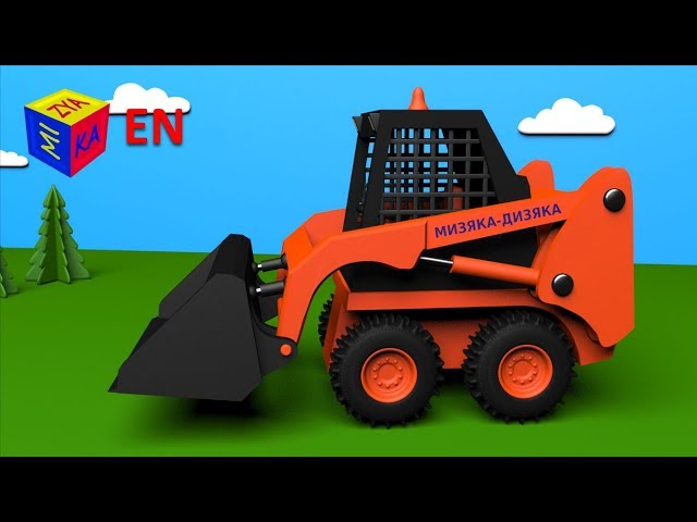 Trucks for children: Skid loader. Construction game educational cartoon