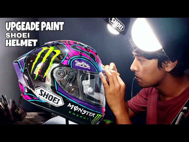 I paint the Shoei helmet with limited motive using a simple instrument