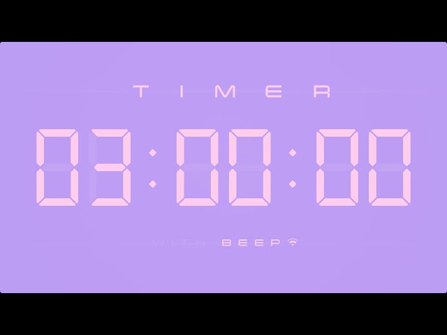 3 Hours Digital Countdown Timer with Simple Beeps 💕💜