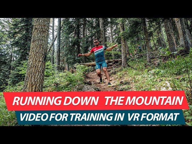 Running down the mountain. Video for training in VR format