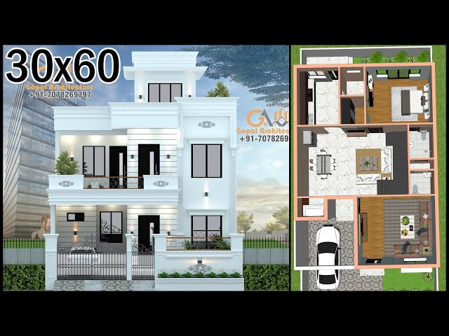 30x60 North Facing 5BHK House Design With Vastu, 30x60 Classic House Design, Gopal Architecture