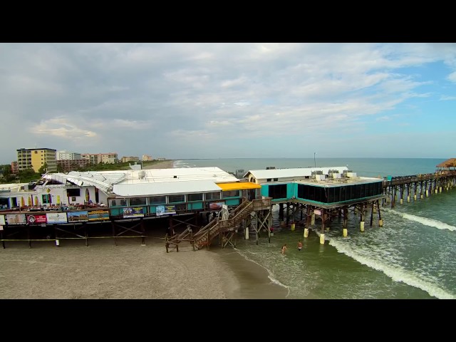 Cocoa Beach Pier Storm Damage Aerial Drone Video