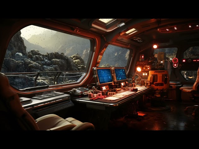 Science Outpost From Alien Planet. Sci-Fi Rain Ambiance for Sleep, Study, Relaxation