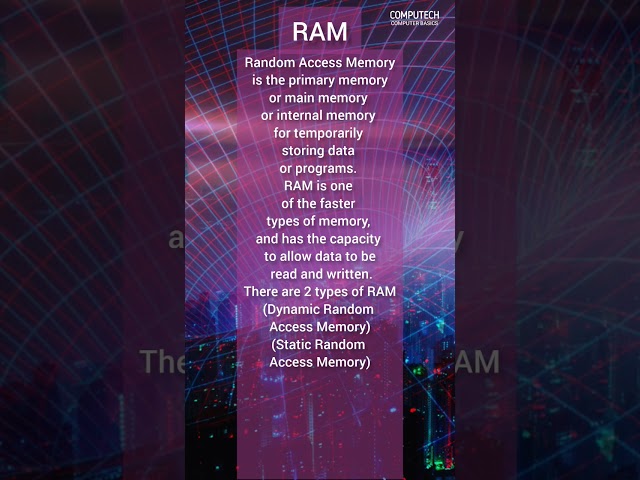 RAM, Random Access Memory, Primary Memory What is RAM, COMPUTECH, #shorts
