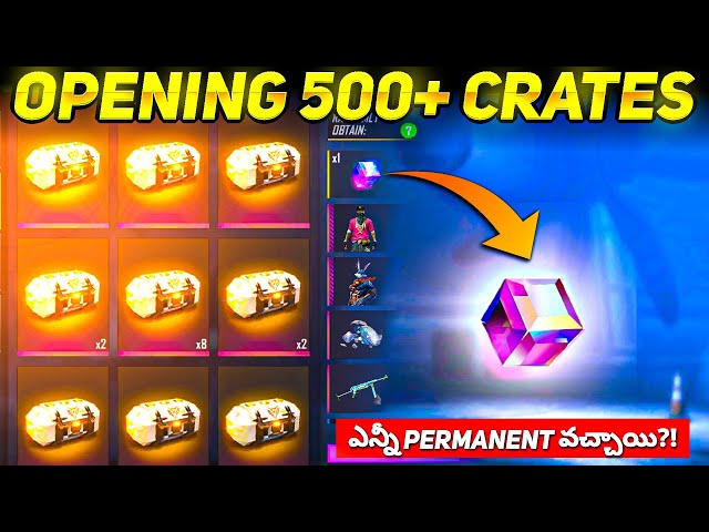 500+ Crates Opening Got Permanent Gunskins - Crate Opening Trick - Free Fire Telugu - MBG ARMY