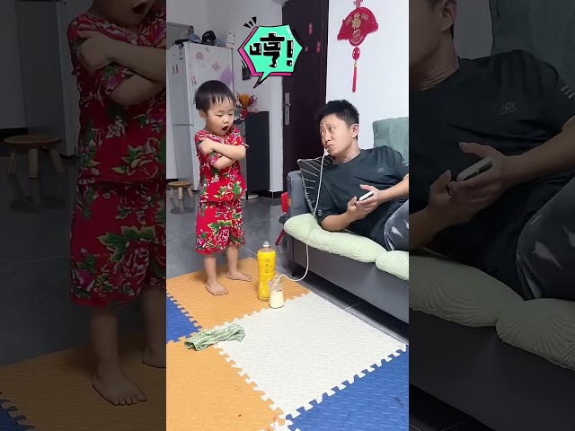 Dad really enjoys it. Give him a lesson!# Cute baby#Cute# goofy baby# smart baby# cute baby# shorts