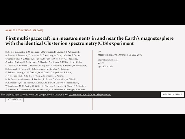 First multispacecraft ion measurements in and near the Earth’s magnetosphere with the... | RTCL.TV