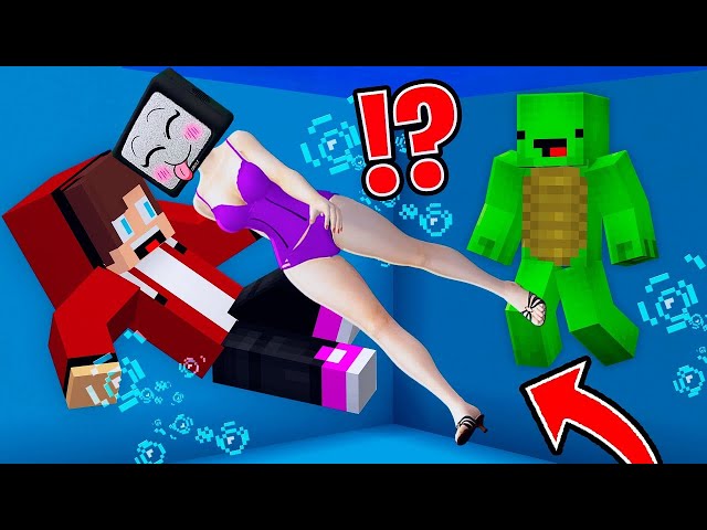 JJ teaches TV WOMAN to SWIM in the POOL! Mikey`s SAD LOVE STORY in Minecraft - Maizen