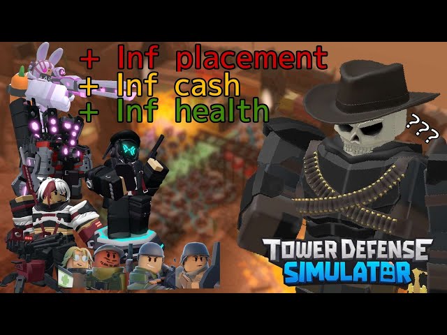 Infinite cash + inf placement + inf health VS Gunslinger Badlands II (Tower Defense Simulator)