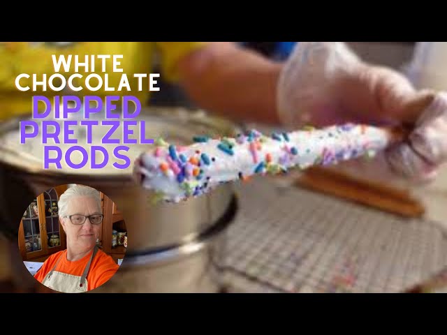 White Chocolate Dipped Pretzel Rods