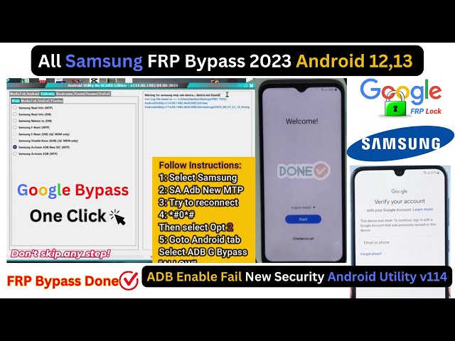 All Samsung FRP Bypass 2023 Android 13 | ADB Enable Fail New Security | Android Utility v114