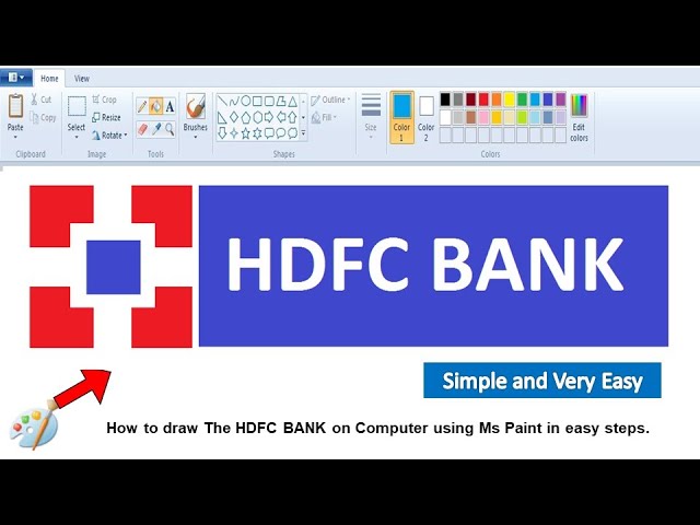 How to draw HDFC BANK Logo in Computer using Ms Paint | Logo Designing Tutorial. Logo using MS Paint