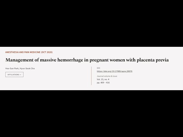 Management of massive hemorrhage in pregnant women with placenta previa | RTCL.TV