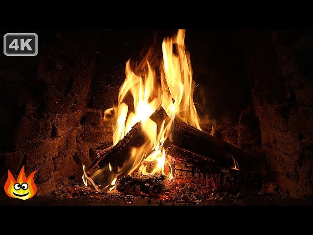 Burning Fireplace Loop with Crackling Fire Sounds 4K