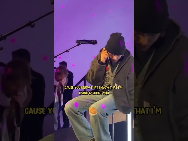 watch Justin Bieber joins The Kid Laroi on Stage to perform Stay while drunk #shorts