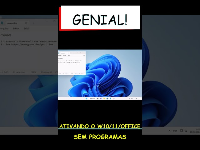 ❗️ATIVAR Windows 10_11_Office com 1 comando e SEM PROGRAMAS -S1 #curiosidadesA1000