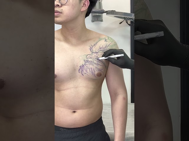 Create Professional Looking Dragon Tattoo with This FREEHAND TATTOO TECHNIQUE #shorts