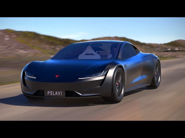 Simulated race between Standard Tesla Roadster VS SpaceX Thruster Version animation