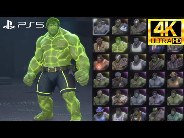 Hulk All Skins -  All Suits Collected and Showcase  - 90 Styles Marvel's Avengers PS5