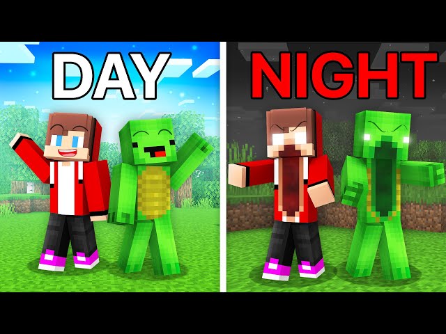 JJ and Mikey DAY VS NIGHT Scary Battle Challenge - Maizen Parody Video in Minecraft