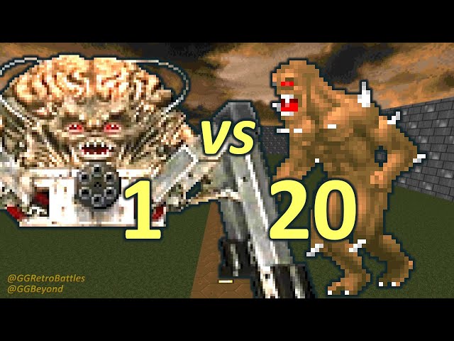 Spider Mastermind vs 20 Imps - Monster Infighting - Doom Retro Battles